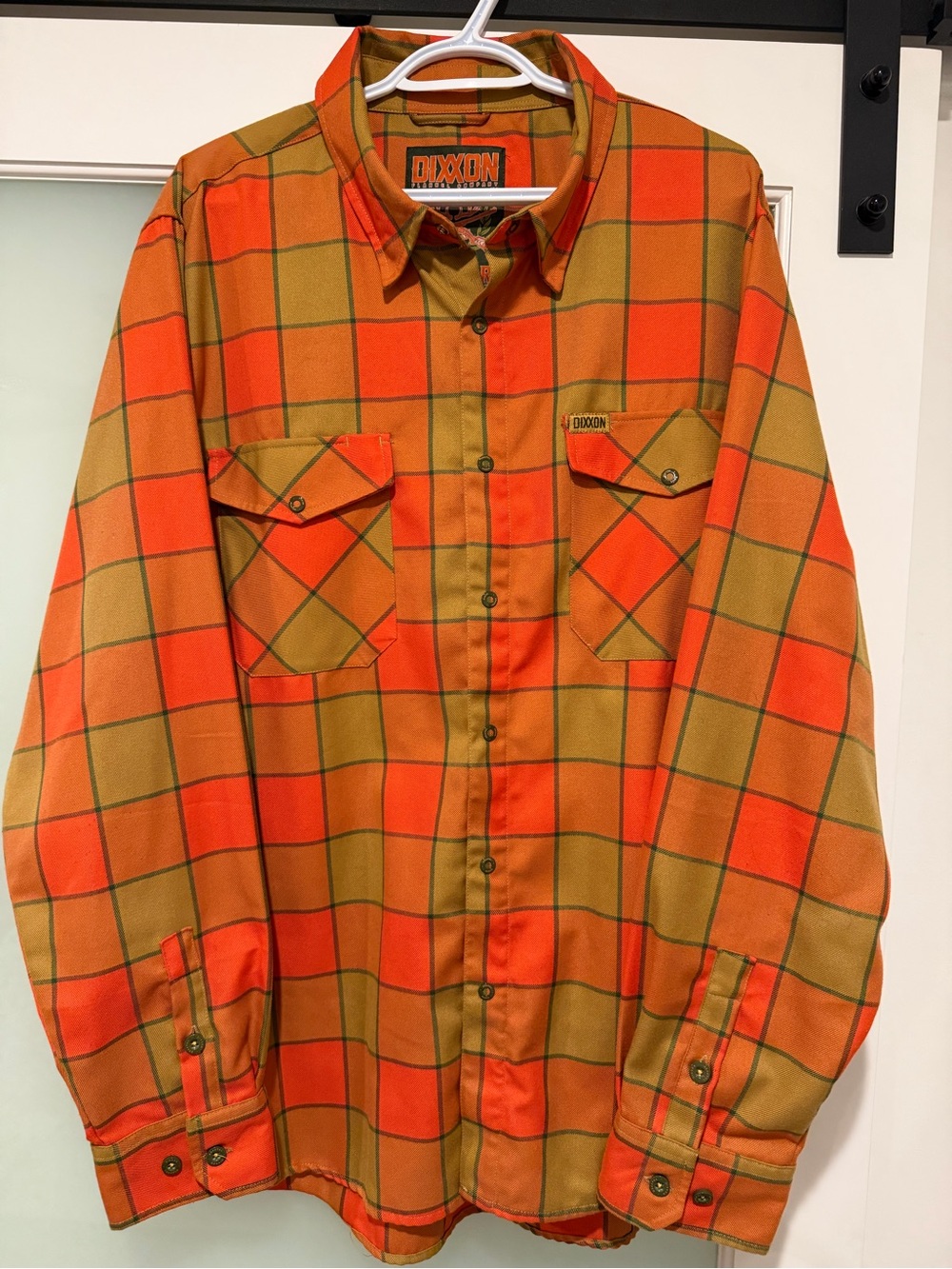 DIXXON Orange and Olive Plaid Long-Sleeve Button-Up Shirt